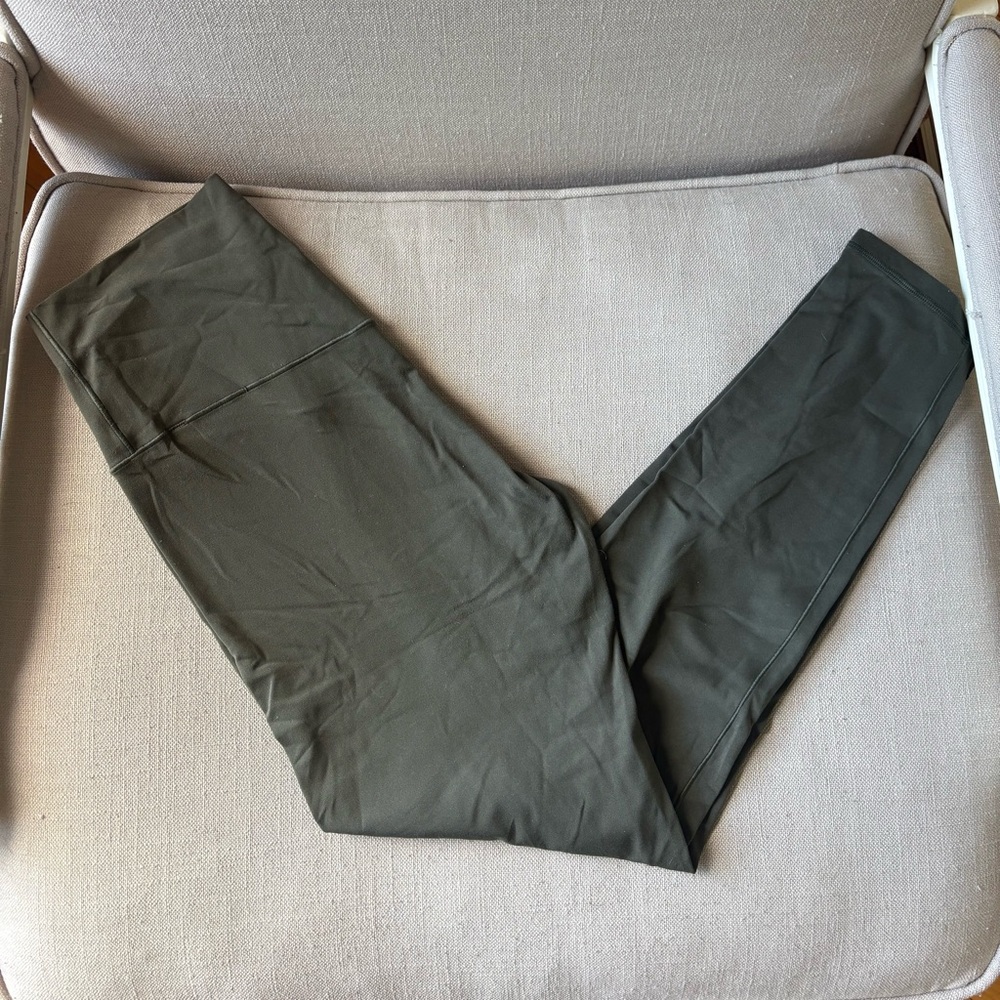 aerie high waisted 7/8 length olive colored leggings